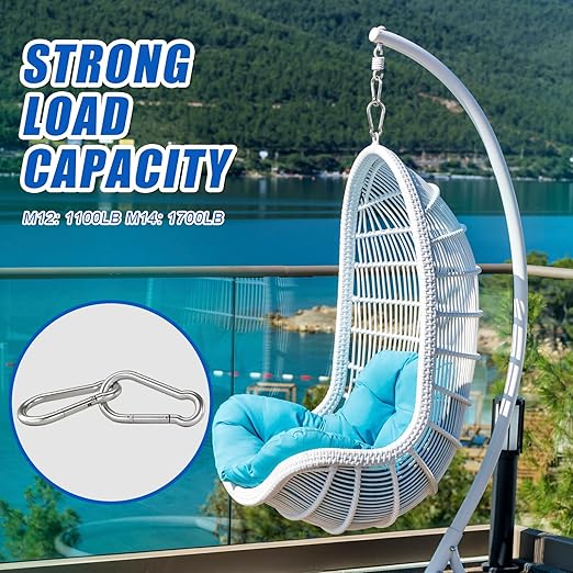 Large Carabiner Clip Hooks, 4pcs 5.5 inch Carabiners Heavy Duty, 304 Stainless Steel Spring Snap Hook Fits Camping Hanging Hiking Weight Lifting, Metal Clips for Rope or Chain
