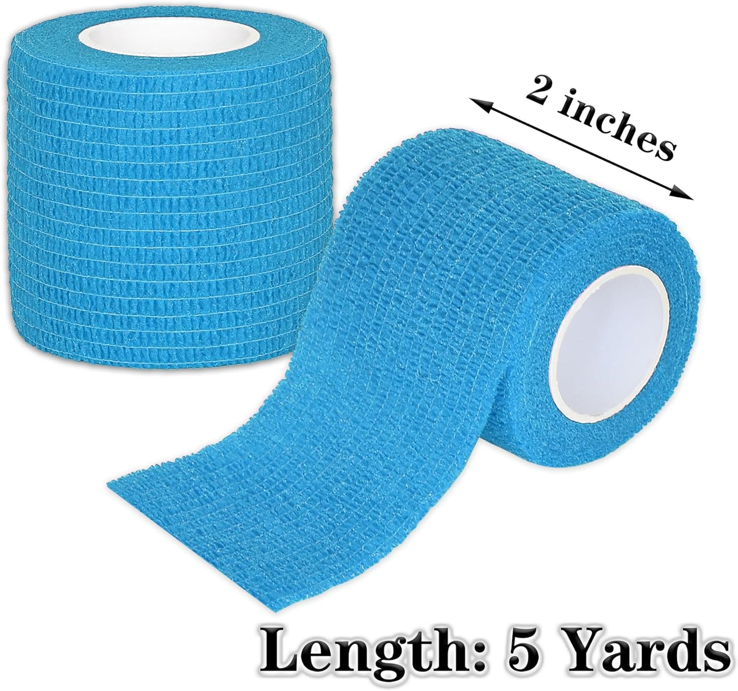 8 Rolls Cohesive Bandage 2” x 5 Yards Self Adherent Bandage Wrap Breathable Vet Tape Elastic Adhesive Bandage for Sports, Wrist, Ankle, Tattoo Wraps(Light Blue)