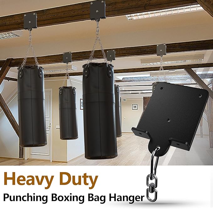 1200lb Heavy Punching Boxing Bag Hanger, 360° Beam Punching Bag Hanger, Rafter Heavy Bag Mount Hook, Punching Bag Mounting Bracket, Rotation Wall Ceiling Mount Bracket for Muay Thai Yoga Swing Hammock