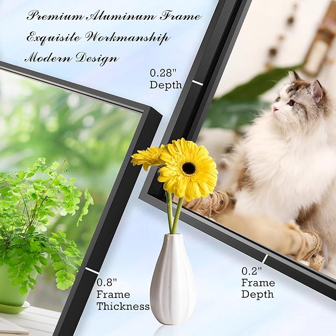 20x40 Inch Black Bathroom Mirror for Wall, Aluminum Frame Rectangle Rectangular Vanity Mirror, Modern Large for Bedroom, Living Room, Horizontal or Vertical