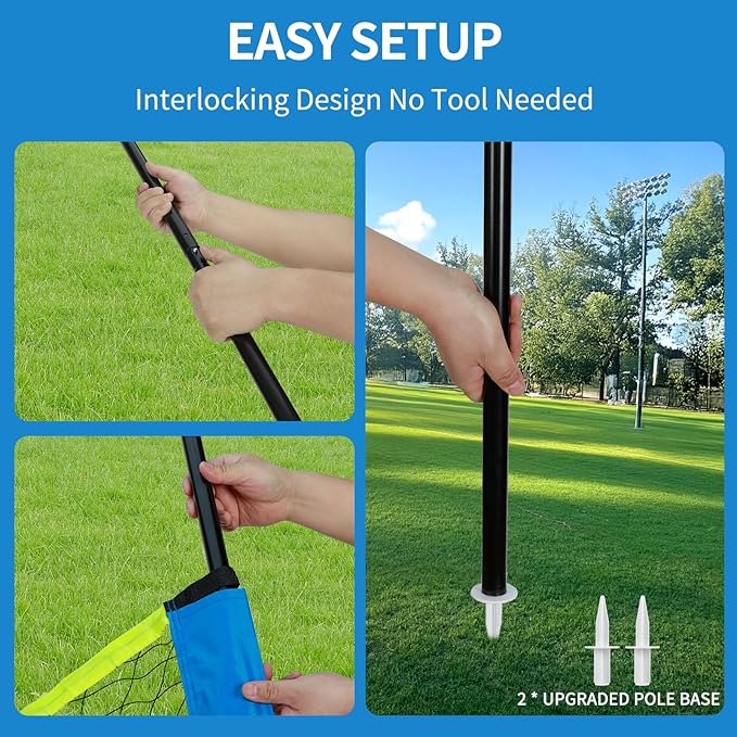 20FT Outdoor Volleyball Net Set System for Backyard Beach with Anti-Sagging Net, Iron Adjustable Height Poles, Soft PU Volleyball and Pump, Carry Bag - Instant Set Up & Durable