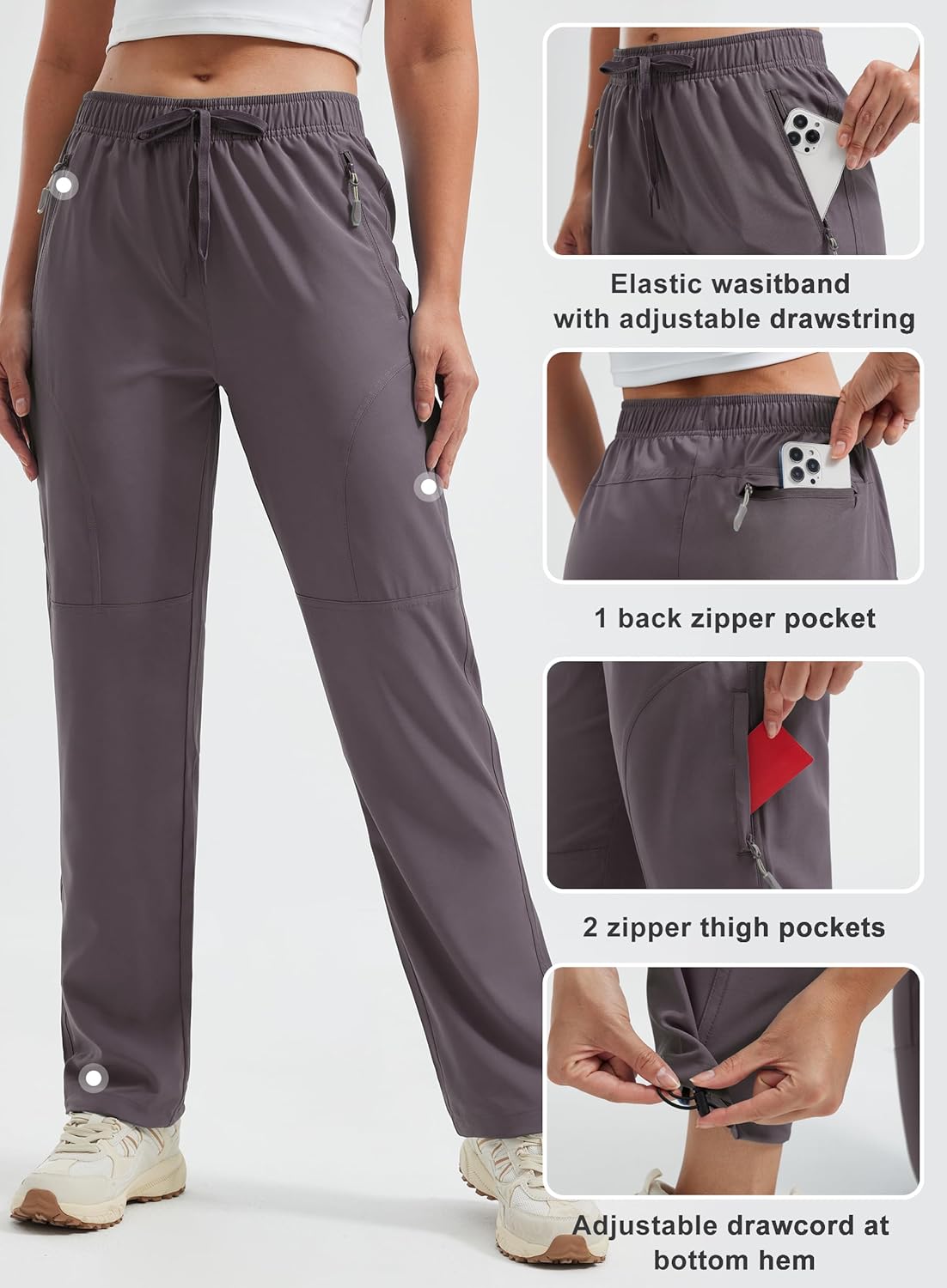 Libin Women's Hiking Pants Lightweight Quick Dry Cargo Pants Casual Safari Work Travel Clothes Petite/Regular/Tall