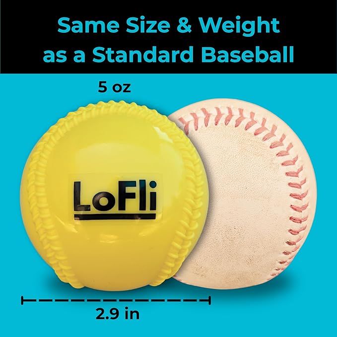 LoFli Limited-Flight Training Baseballs - Regulation Size & Weight, Soft, Safe & Durable - Indoor & Outdoor Practice for Kids & Adults – 6 Pack – Yellow