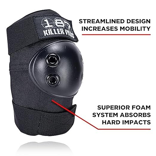 187 Killer Pads Six Pack Pad Set, Elbow Pads, Knee Pads, and Wrist Guards - Ideal for Skateboarding, Roller Skating, and Inline Skating