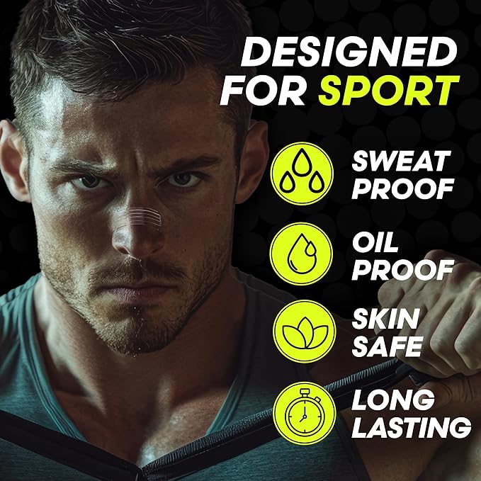 Nasal Strips (60 Count) - Oil & Sweat Resistant Adhesive - Athletic Nasal Strips for Sport & Nose Strips for Snoring & Sleeping - Nose Strips for Breathing (Clear Transparent)