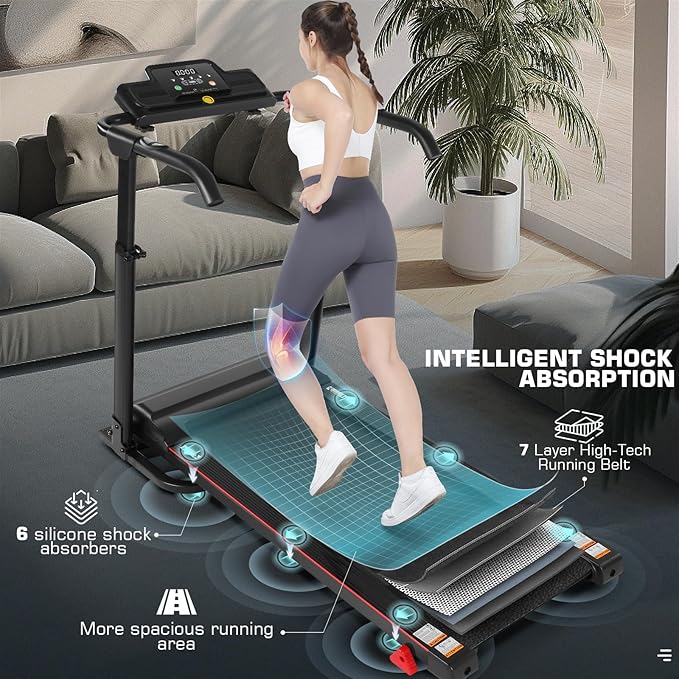 ANCHEER 2025 Premium Treadmill - 3.5HP Treadmills 350+ LBS Weight Capacity- 3-Level Incline, Foldable Design, Adjustable Height with Desk & Pulse Sensor - Perfect for Home Office & Family Workouts