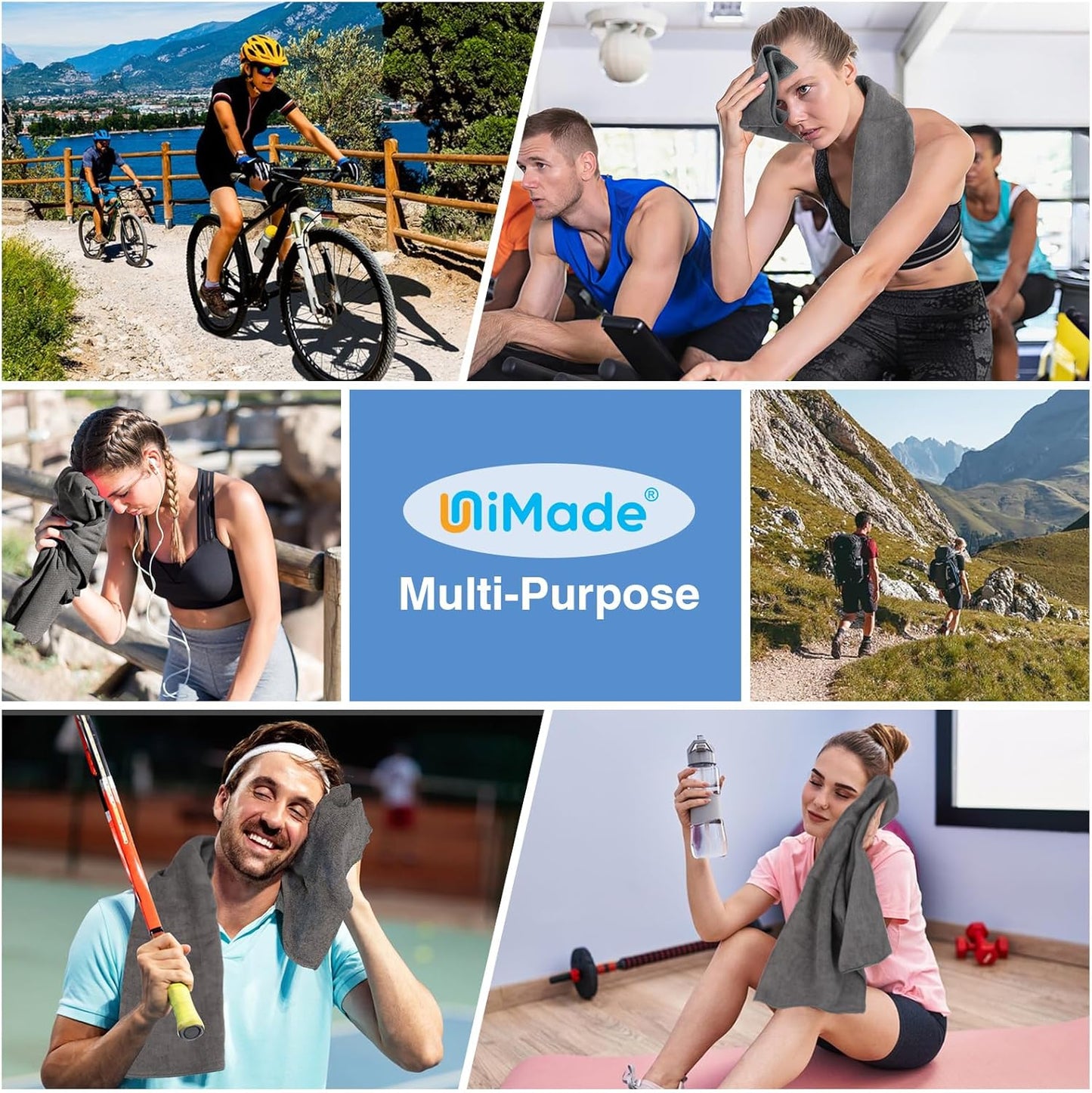 48 Pack Gym Towels Set - Highly Absorbent and Quick Drying Microfiber Salon Towels, Premium Hand Cloths for Bathroom, Gym, Shower, Hotel, and Spa - 16x27 inch (Grey)