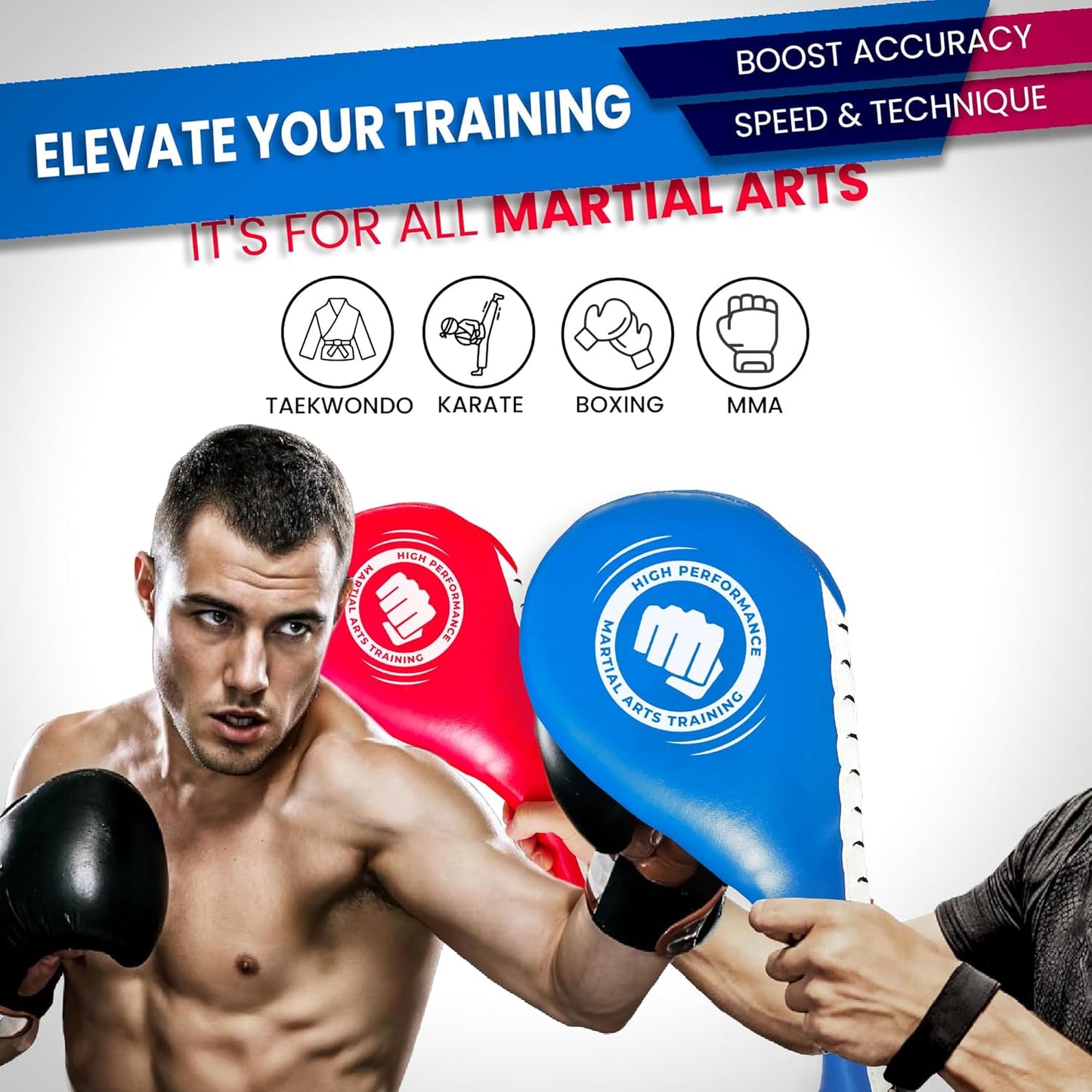 +Performance Taekwondo Kick pad & Boxing pad | Martial Arts Training Equipment | Karate Pads | Taekwondo Sparring Gear | MMA, Kickboxing, Muay Thai | Kick Pads Martial Arts Target for Kids & Adults.