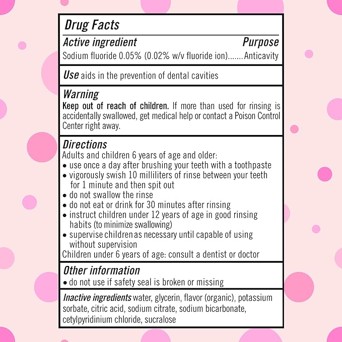 TheraBreath Kids Anticavity Fluoride Oral Rinse, Strengthens Teeth & Enamel, Alcohol Free & Dye Free, Certified Organic Bubblegum Blast Flavor, 16 Fl oz
