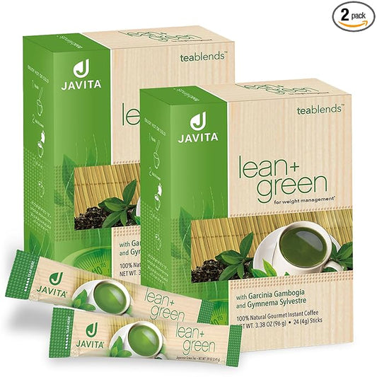Lean + Green, Premium, 100% Japanese Green Tea, Garcinia Cambogia (as Super Citrimax) & Gymnema Sylvestre, for Weight Management, Appetite Control 24 ct - 2 Boxes, Javita