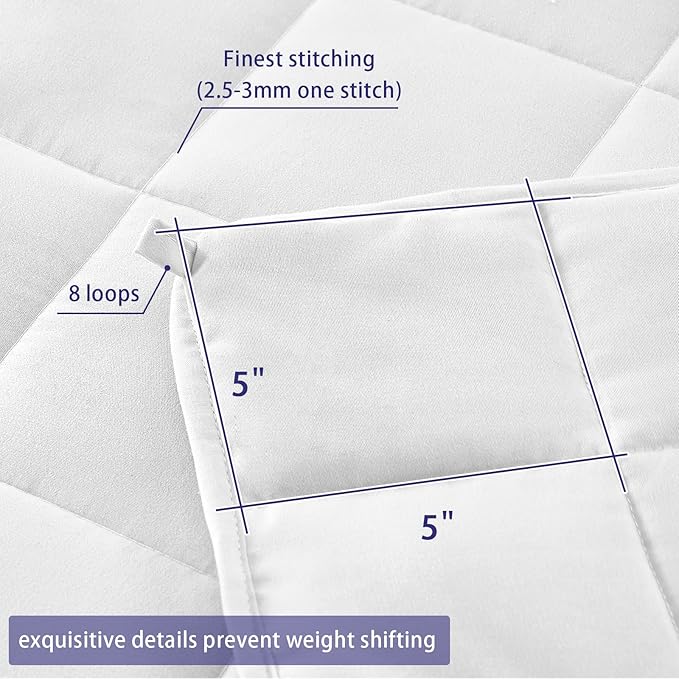 King Size Weighted Blanket for Adults (20 lbs, 80” x 87”, White) Cooling Heavy Blanket for Sleeping Perfect for 190-210 lbs, Breathable Blanket for Adults & Couple All Season, Machine Washable