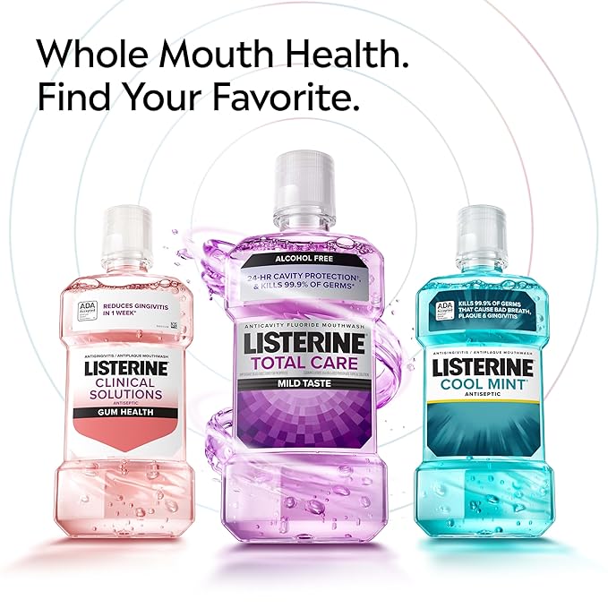 Listerine Ultraclean Alcohol-Free Tartar Control Mouthwash, Oral Rinse Fights Stain Build Up to Help Keep Naturally White Teeth, Less Intense Arctic Mint Flavor, 1L