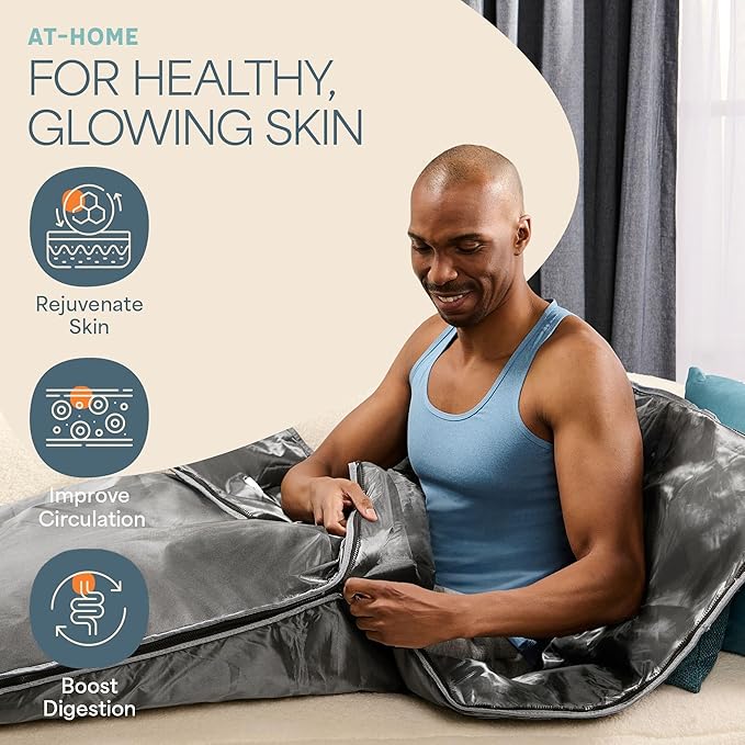 Lifepro BioRemedy Infrared Sauna Blanket – Available in 5 Colors – Portable Far Infrared Home Sauna Bag for Detox, Tension, and Relaxation – Adjustable Temp (86–158°F) & Timer – Includes Detox Wraps