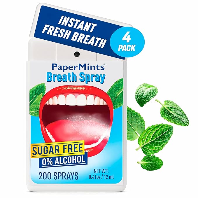 Papermints Breath Spray - Instant Fresh Breath 2 pack. Dry Mouth Spray Fresh Breath. Long-Lasting Freshness, Easy-To-Carry. Mint Halitosis Breath Freshener for Extreme Bad Breath for Adults