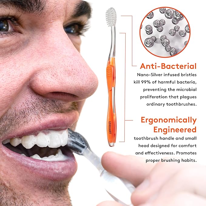 LINHART Extra Soft Toothbrush – Teeth Whitening Toothbrush with Multi Length Bristles, 4 Pack