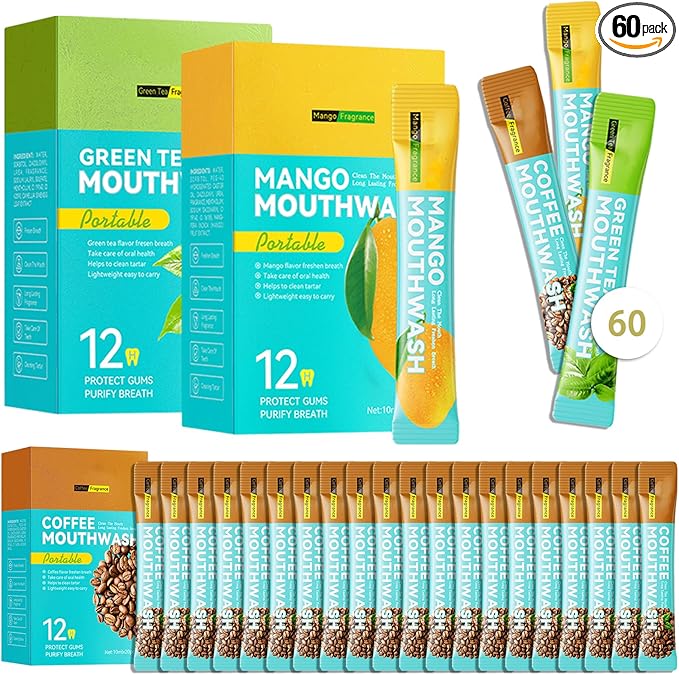 60PCS Travel Size Mouthwash,Portable Mini Mouthwash,Long-Lasting Freshness Travel Mouth Wash for Oral Care A2