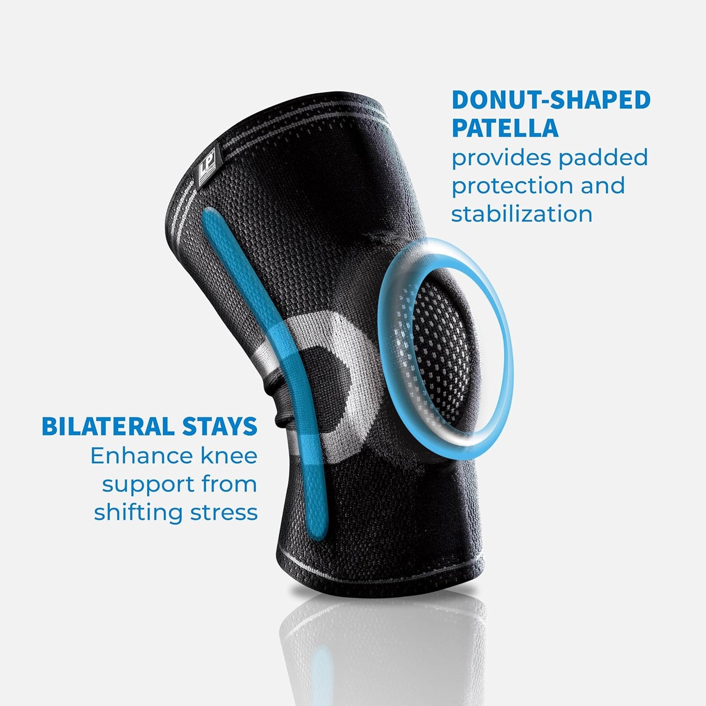 LP 170XT Compression Knee Sleeve with Silicone Pad and Bilateral Stays - Breathable Support for Running, Basketball, and Soccer (Blue, Medium,1pcs)