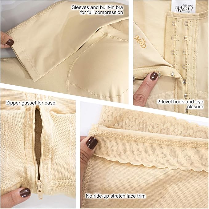 M&D Full Body Faja for Women | Fajas Colombianas Moldeadoras Post Surgery – Stage 2 Faja for Tummy Tuck, Lipo 360 & BBL