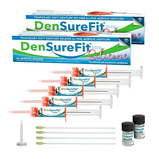 DenSureFit Upper and Lower Denture Reline Kit, Soft Silicone Denture Reliner Repair and Care Combo Kit with Extra Comfort Liner, Refit and Tighten for a Secure, Comfortable Fit