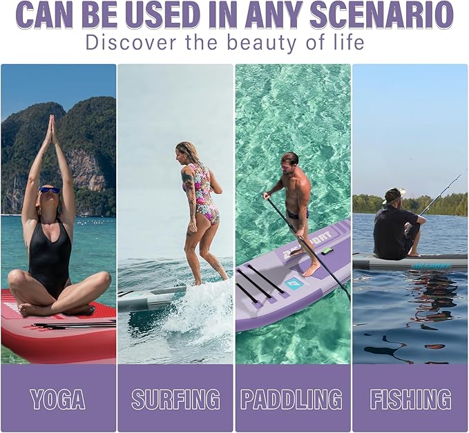 AKSPORT Inflatable Stand Up Paddle Board, SUP Board with All Accessories, Wide Stable Design, Non-Slip Deck, Inflatable Paddle Boards for Youth & Adult