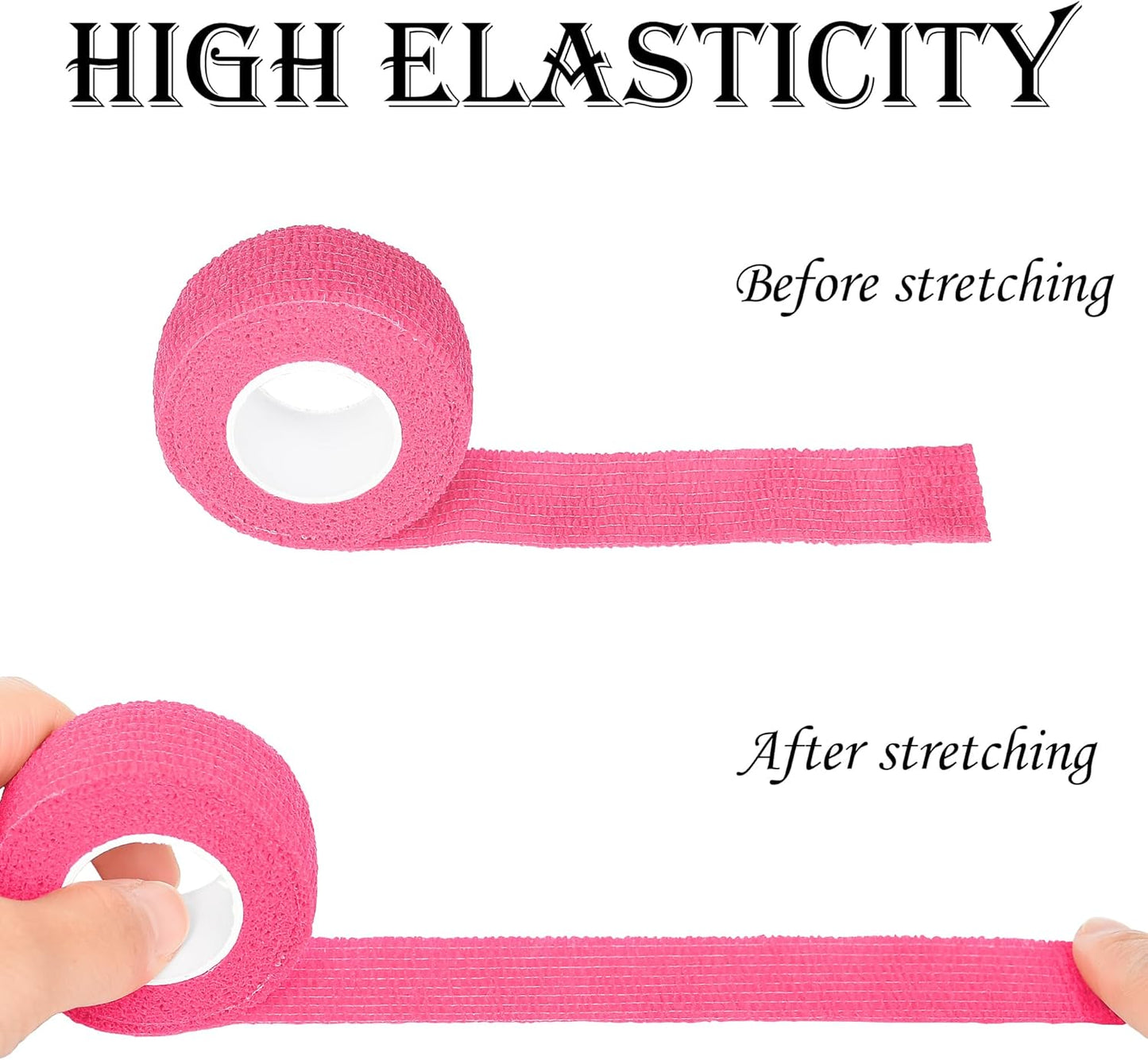 8 Rolls 1” Cohesive Bandage Self Adherent Bandage Wrap Breathable Vet Tape Elastic Adhesive Bandage for Sports, Wrist, Ankle, Tattoo Wraps(Pink)