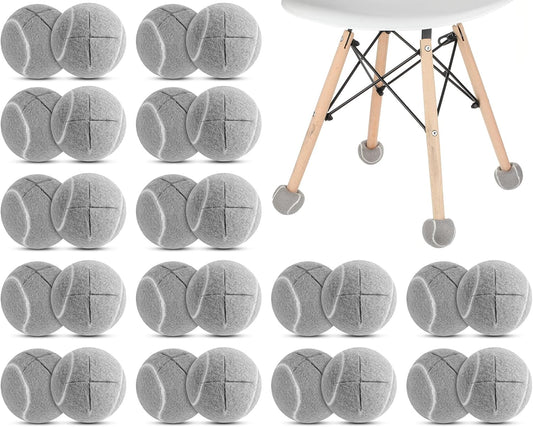 Macarrie 40 Pieces Precut Tennis Balls for Chairs Tennis Ball Chairs Foot Covers for Furniture Leg Classroom Floor Protection Chair Desk Legs Coverings(Gray)