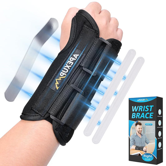 APEXUP Wrist Brace for Carpal Tunnel, Night Pain Relief Hand Brace with Adjustable Wrist Wraps and Splint for Men and Women, Ideal for Tendonitis, Arthritis, and Sprains (S, Right)