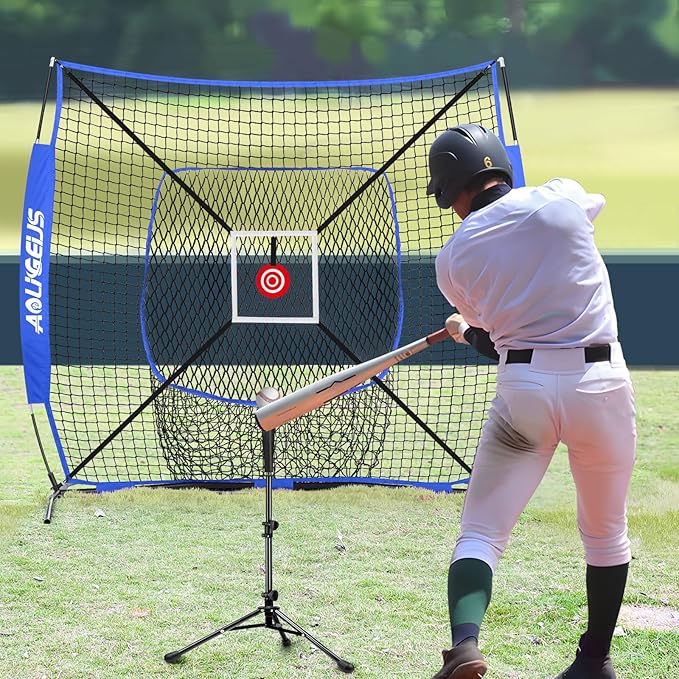 6'X6' Baseball Softball Practice Net,Pitching Net,Batting Net,with Bonus Strike Zone,Target and Bow Frame,for Hitting,Pitching,Catching