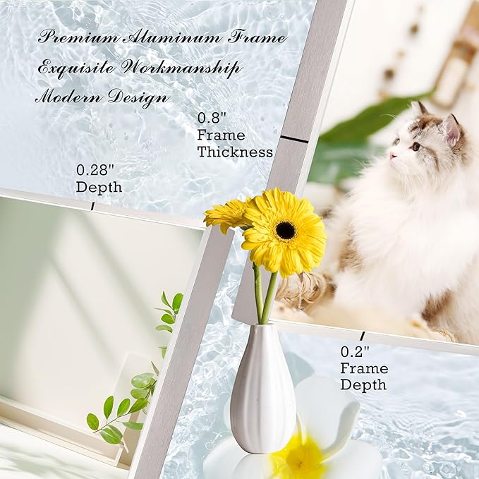 30x40 Inch Nickel Bathroom Mirror for Wall, Aluminum Frame Rectangle Rectangular Vanity Mirror, Modern Large for Bedroom, Living Room, Horizontal or Vertical