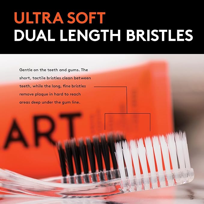 LINHART Extra Soft Toothbrush – Teeth Whitening Toothbrush with Multi Length Bristles, 4 Pack