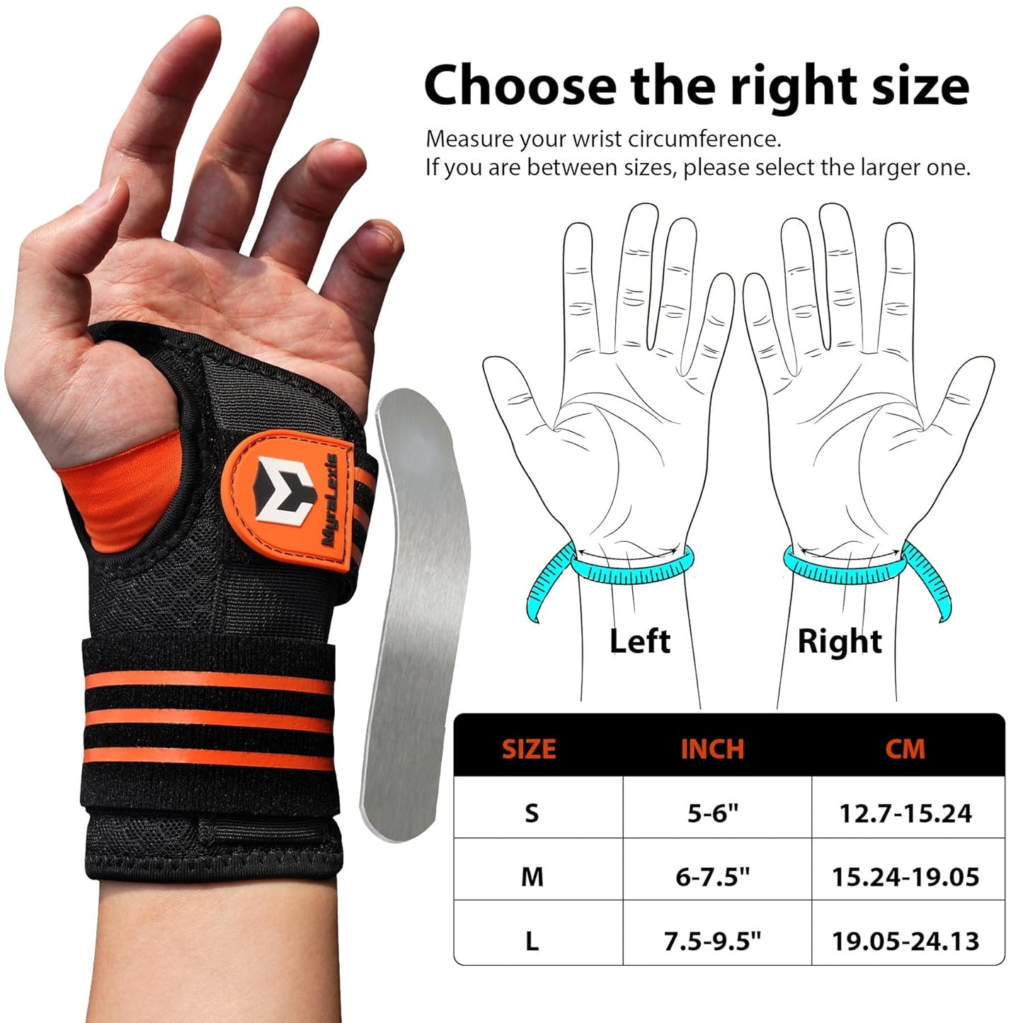 2 Pack Hand & Wrist Brace for Carpal Tunnel, Tendonitis, Arthritis Pain Relief, Night Support Wrist Splint with Adjustable Straps & Metal Stabilizer, Left & Right Hand for Men/Women, Size: L(7.5-9.5")