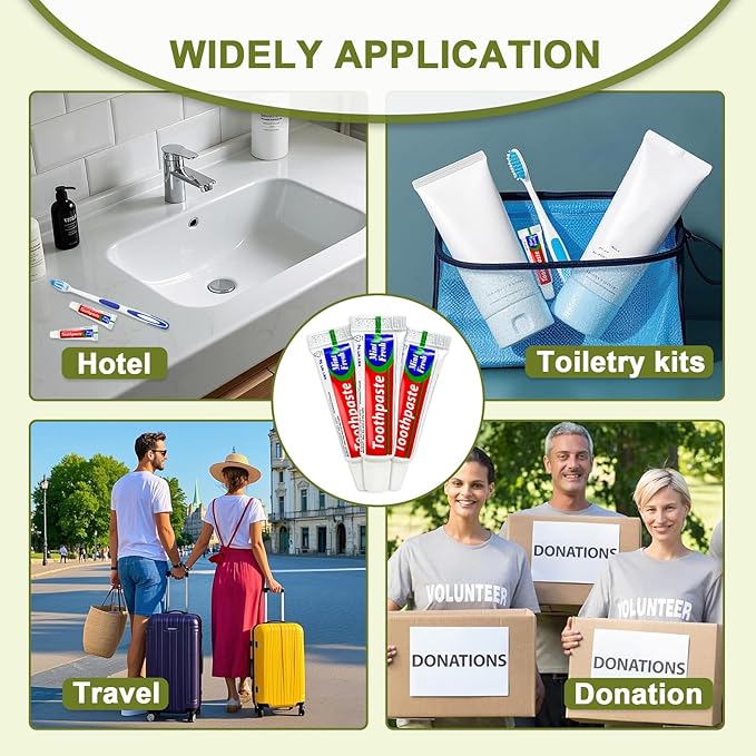 Bulk Travel Size Toothpaste, 15 Tubes 0.176 oz Extra Small Toothpaste Travel Size Bulk Disposable for Hotel, Guests, Homeless, Charity, Mint (Mini Size, Only for Single Use)