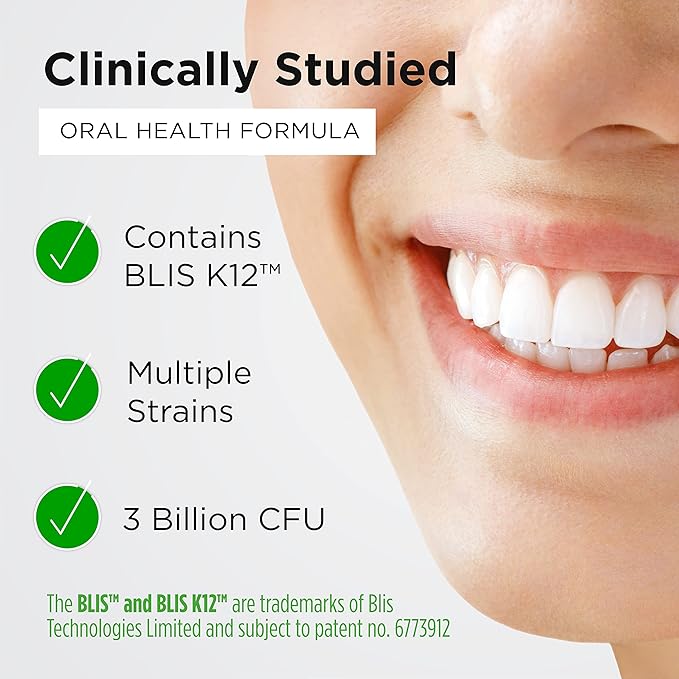 Earth's Pearl Dental Probiotic with BLIS K12 - Oral Probiotics for Oral Health with Mint Flavor - 30-Day Supply of Dental Probiotics for Bad Breath and Dental Health - Children and Adult Oral Care