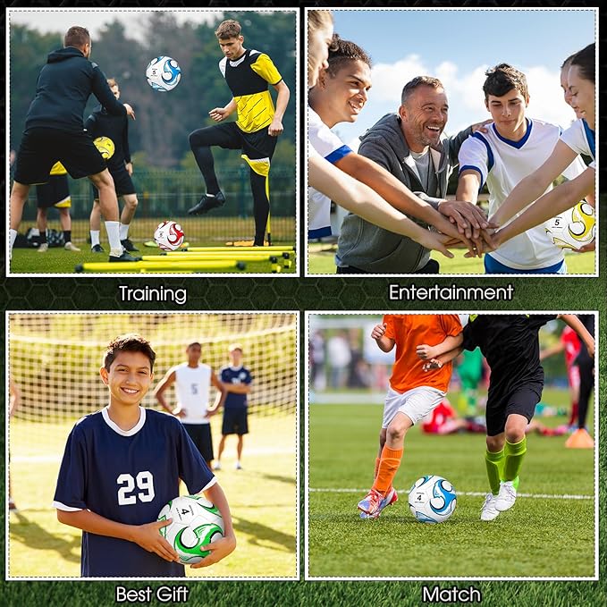 Lenwen 12 Pcs Soccer Balls with Pump Bulk Official Size 5 4 3 Kids Teen Adult Indoor Outdoor Sports Soccer Ball Toddler Youth Gift for Training Game Practice Christmas Operation