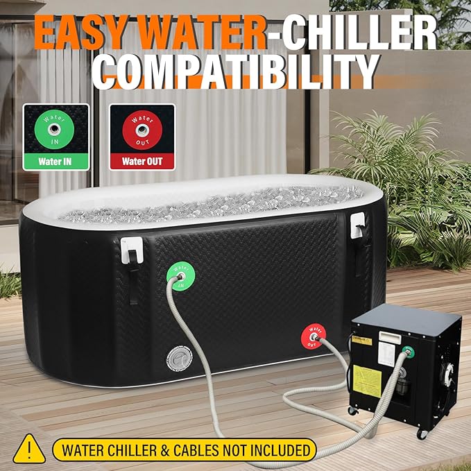 AKSPORT Ice Bath Tub for Athletes, 155 Inflatable Cold Plunge Tub Compatible with Water Chillers, Inflatable Icebath for Recovery & Cold Water Therapy，Portable Bathtub for Indoor & Outdoor-Black