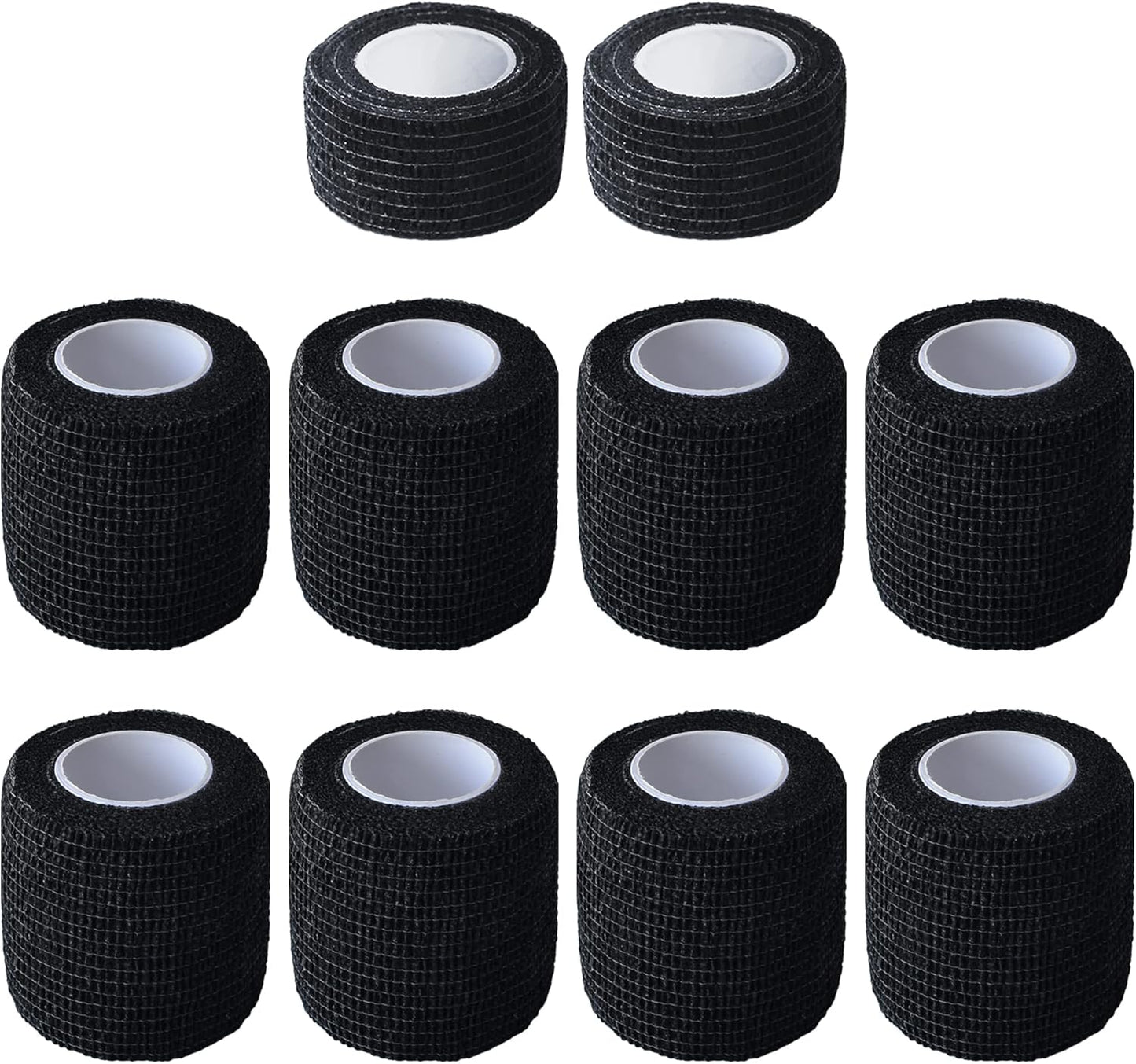 10 Pack Self Adherent Bandage Wrap Elastic Cohesive Bandage Self Adhesive Tape Vet Wrap Tape 2 Size (8Pack 2'' and 2Pack 1''), Black