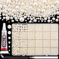 13500Pcs Flatback Pearls for Bedazzling (Beige) with B7000 Jewelry Glue, Assorted Size 2/3/4/5/6/8/10mm Half Pearl, Bedazzling Gems for Crafting Clothing Tumbler Shoes Embellishment Nail Art