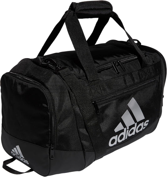 adidas Unisex Defender 4.0 Gym Duffel Bag for Men and Women, Black/Silver Metallic, Small (38L)