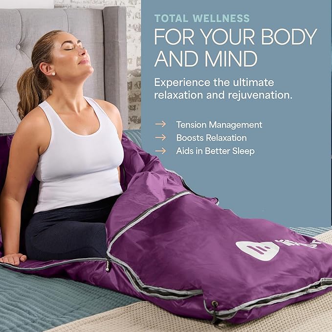 Lifepro BioRemedy Infrared Sauna Blanket – Available in 5 Colors – Portable Far Infrared Home Sauna Bag for Detox, Tension, and Relaxation – Adjustable Temp (86–158°F) & Timer – Includes Detox Wraps
