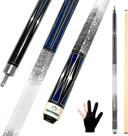 HomeSeason Pool Cue Stick 58" Billiard Cue Sticks 3D Printed Grip Professional Low Deflection Pool Sticks Maple Wood Pool Sticks 13mm Tip