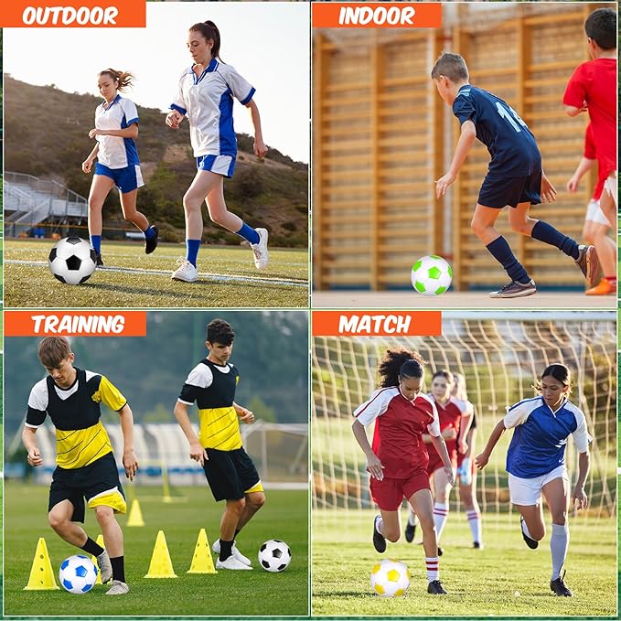 12 Pcs Soccer Balls Bulk Size 4 Soccer Balls with Pump Soft Football Outdoor Indoor for Sport Training Practice Game Gift for Youth Teen Adult