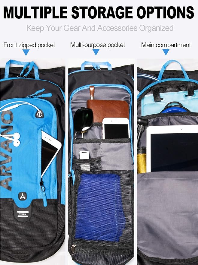 Hydration Backpack, Lightweight Hydration Pack with 2L Water Bladder, 6L Water Backpack for Men Women Cycling, Hiking, Mountain Biking, Skiing