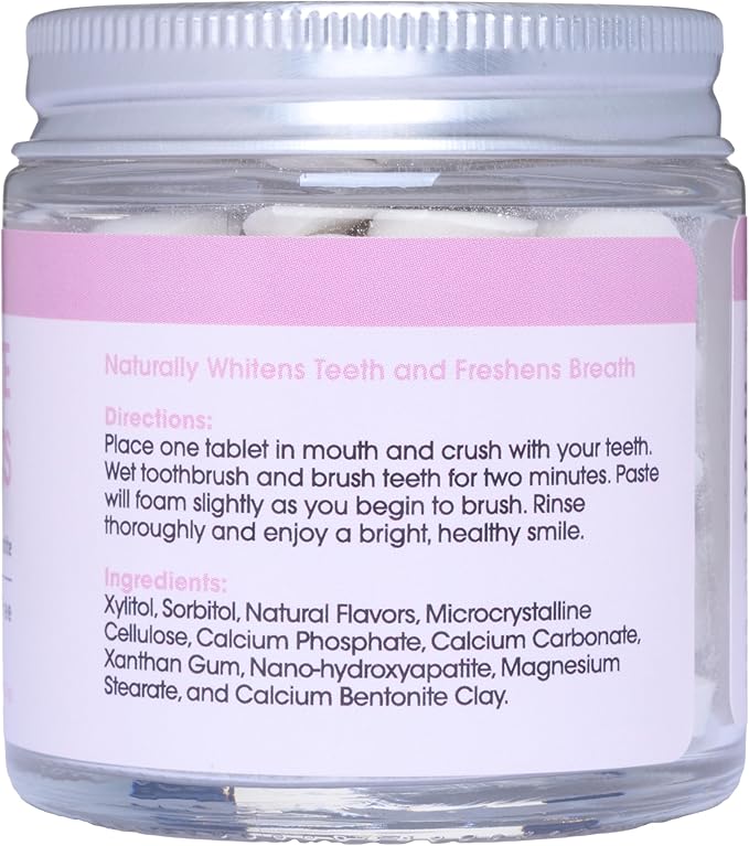 EcoFam Toothpaste Tablets – Bubblegum | Nano Hydroxyapatite Toothpaste Tablets Kids - Chewable - Made with Xylitol | Fluoride Free l 90 Tabs