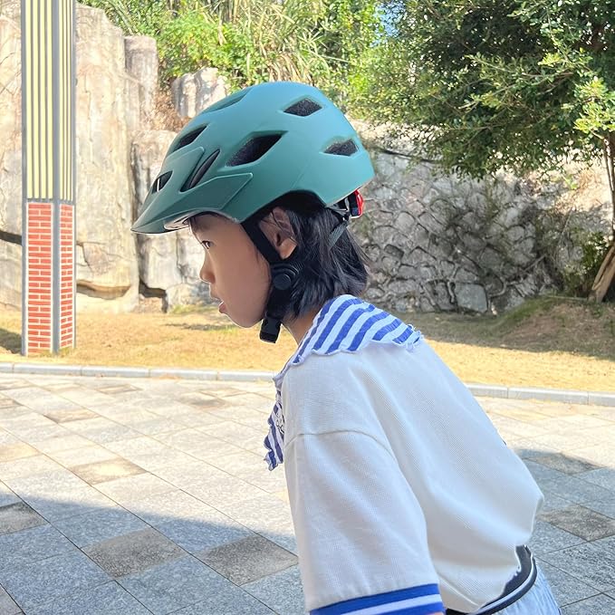 Kids Bike Helmet,Bavilk Kids Boys Girls Bike Helmets with LED Light Detachable Visor Children Youth Teen Multi-Sport for Skating Cycling Scooter Skateboard Adjustable & Lightweight 19.7"-22.4"