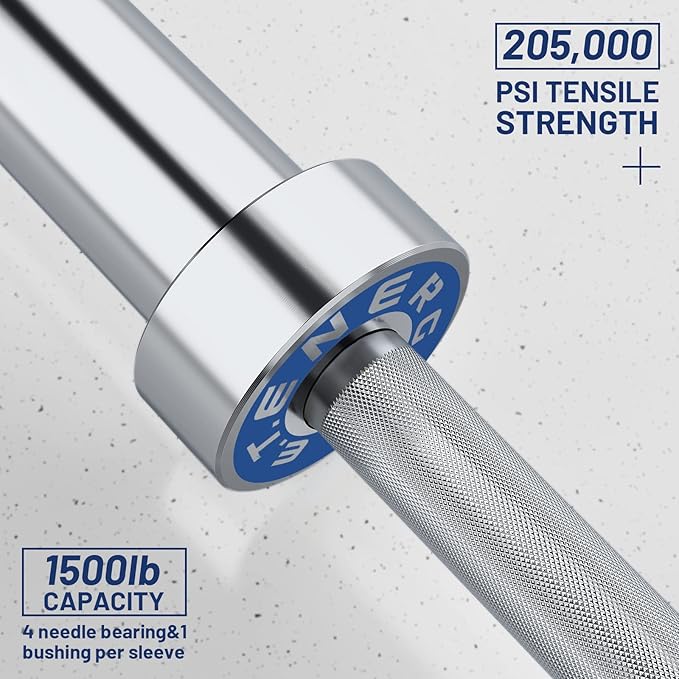 7ft Olympic Barbell Bar 45LB Load 1500lbs Capacity Available, for Gym Home Exercises, Weightlifting, Powerlifting for 2" Olympic Plates