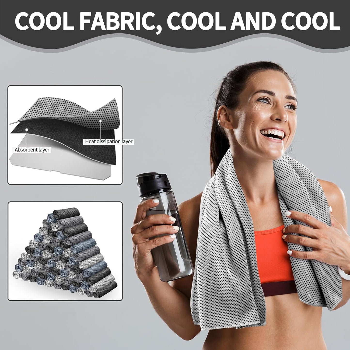 Honoson Cooling Towel Bulk - Neck & Face Cool Chilly Towels Microfiber Breathable Sport Sweat Rag for Gym, Yoga, Travel, Camping, Running, Outdoor