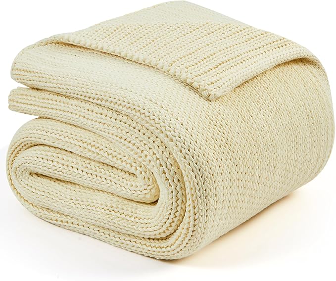 L'AGRATY Heavy Weighted Blanket - 50"x60", 10lbs Cooling Chunky Knit, Braided Crochet Throw with Thick Cable Yarn, Machine Washable