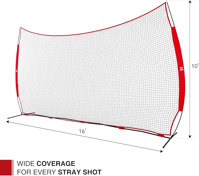 12x9ft / 16x10ft Barricade Backstop Net, Ball Sports Barrier, Practice Net for Baseball, Softball, Lacrosse, Soccer, Basketball and More