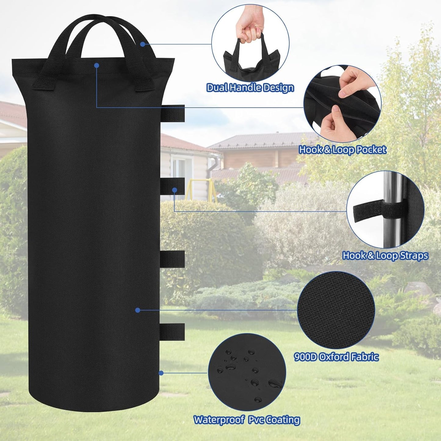 Kaskawise Sand Bags for Canopy Weights Set of 4,120LBS Sand Bags for Canopy Legs,900D Oxford SandBags for Pop up Tent Weights,Outdoor Tent,Patio Umbrella,Gazebo,Sun Selter, Black