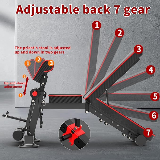 Adjustable Weight Bench,Utility Workout Bench Foldable Incline Decline Benches for Home Gym Full Body Workout,Load 600LBS